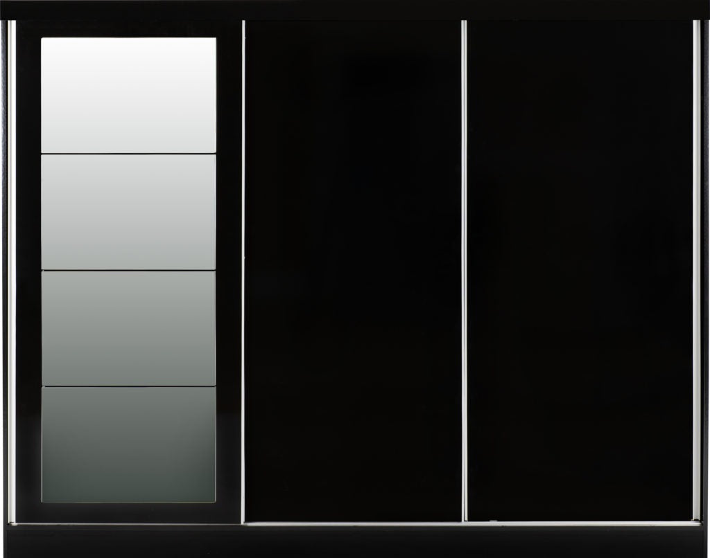 Nevada 3-Door Sliding Wardrobe – Modern Black Gloss Finish | Space-Saving Bedroom Storage