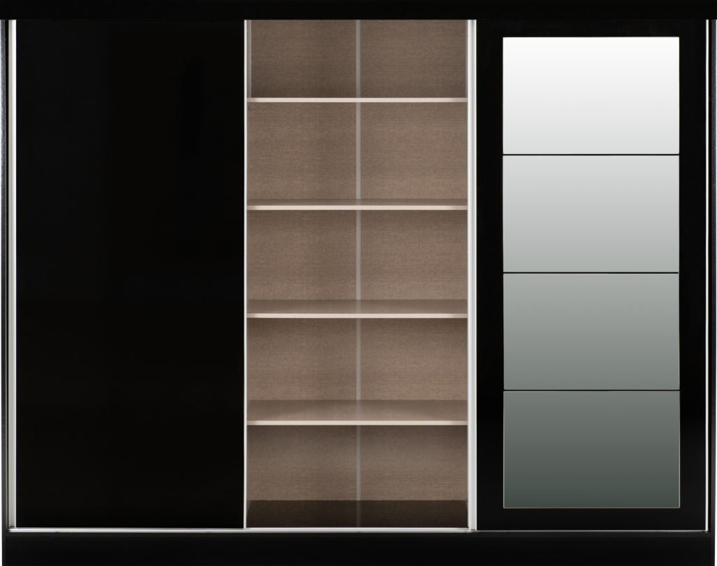 Nevada 3-Door Sliding Wardrobe – Modern Black Gloss Finish | Space-Saving Bedroom Storage