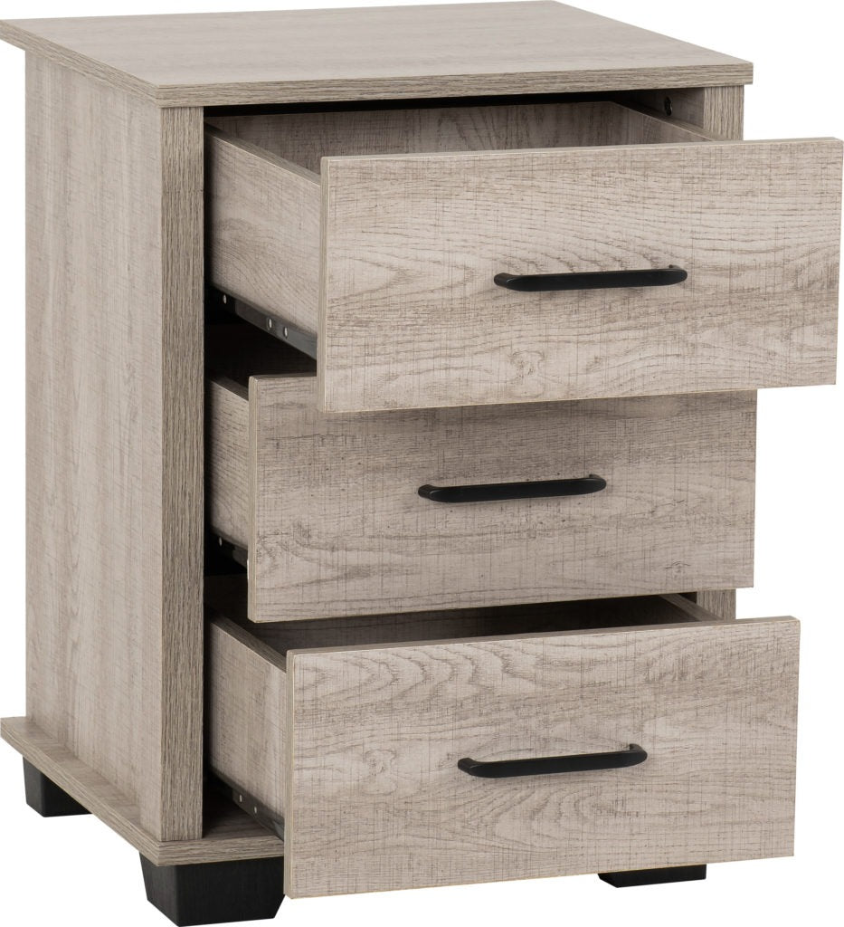 Oliver 3-Piece Bedroom Furniture Set in Light Oak Effect – Wardrobe, Chest of Drawers & Bedside Table