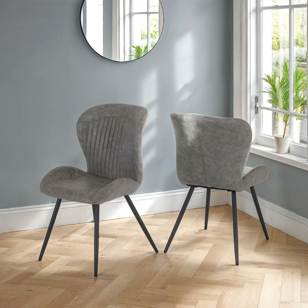 Quebec grey faux leather dining chair – sleek and stylish dining chair with high backrest
