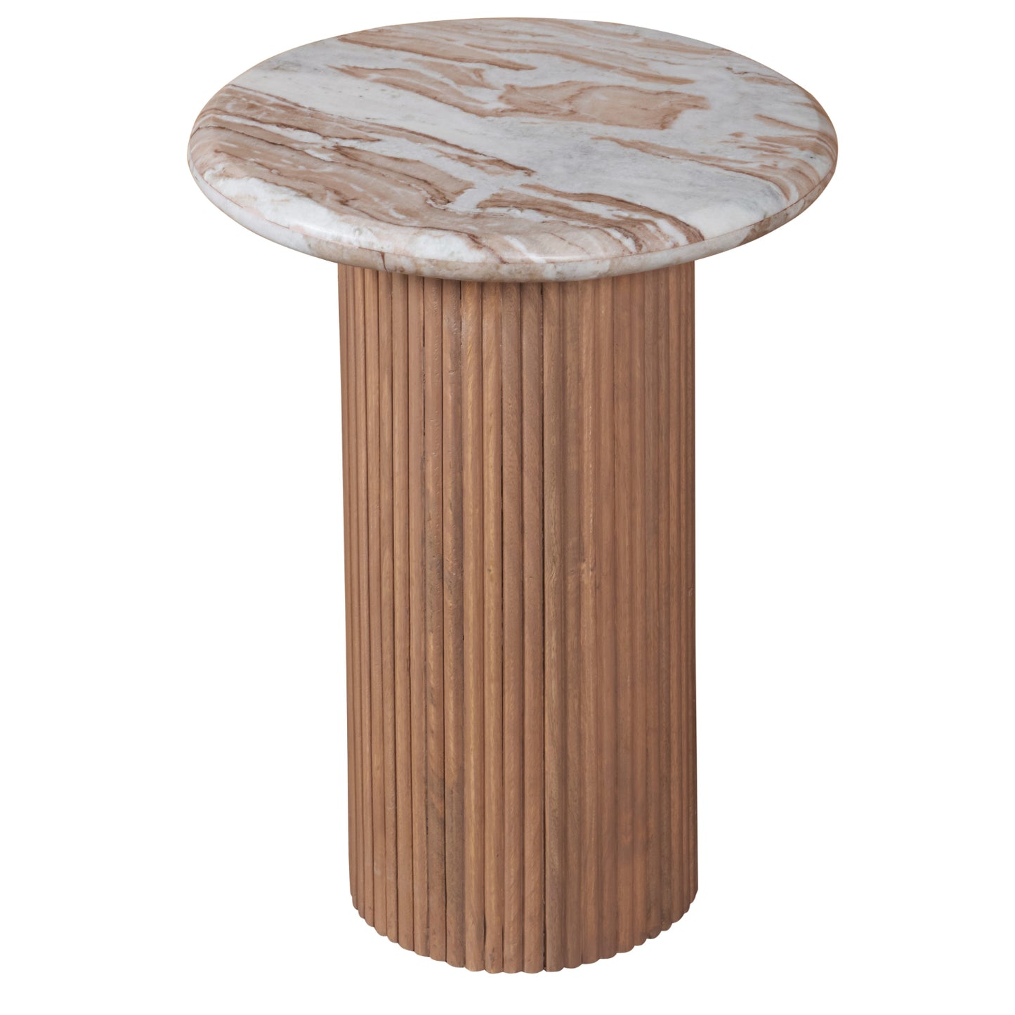 Ashford Marble & Wood Pedestal Side Table