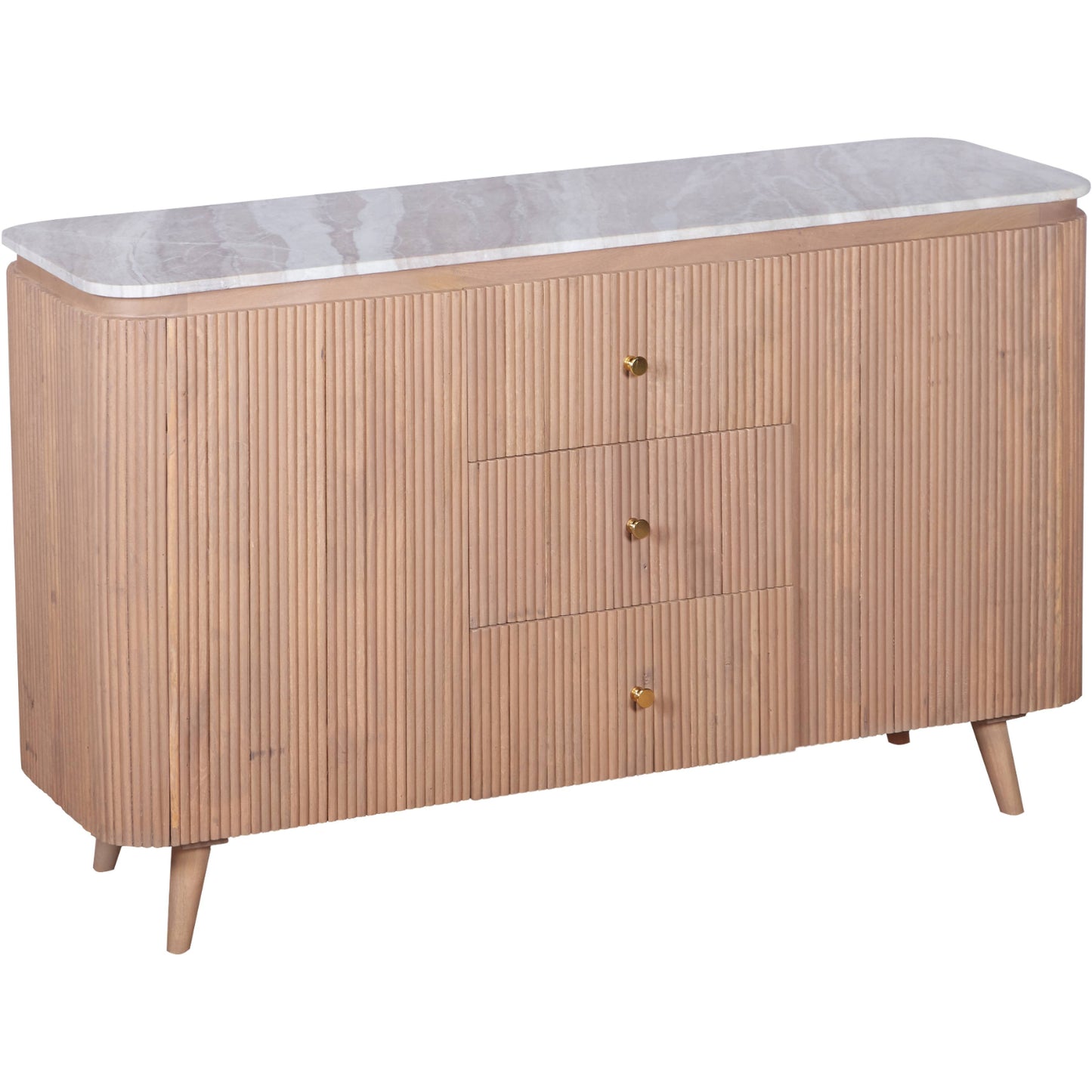 Luxury Marble Top Sideboard in Mango Wood – Pale Taupe Modern Storage Unit