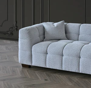 Aluxo Tribeca 4 Seater Sofa – Pearl Bouclé Upholstery | Modern Chesterfield Design