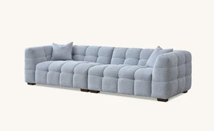 Aluxo Tribeca 4 Seater Sofa – Pearl Bouclé Upholstery | Modern Chesterfield Design