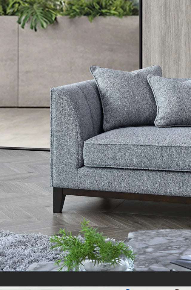 Aluxo Cooper Right Hand Corner Sofa – Dolphin Bouclé Fabric with Mid-Century Modern Design