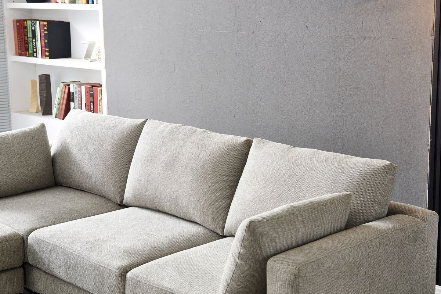 ANEK 3 Seater Sofa – Grey Fabric & Black Metal Legs