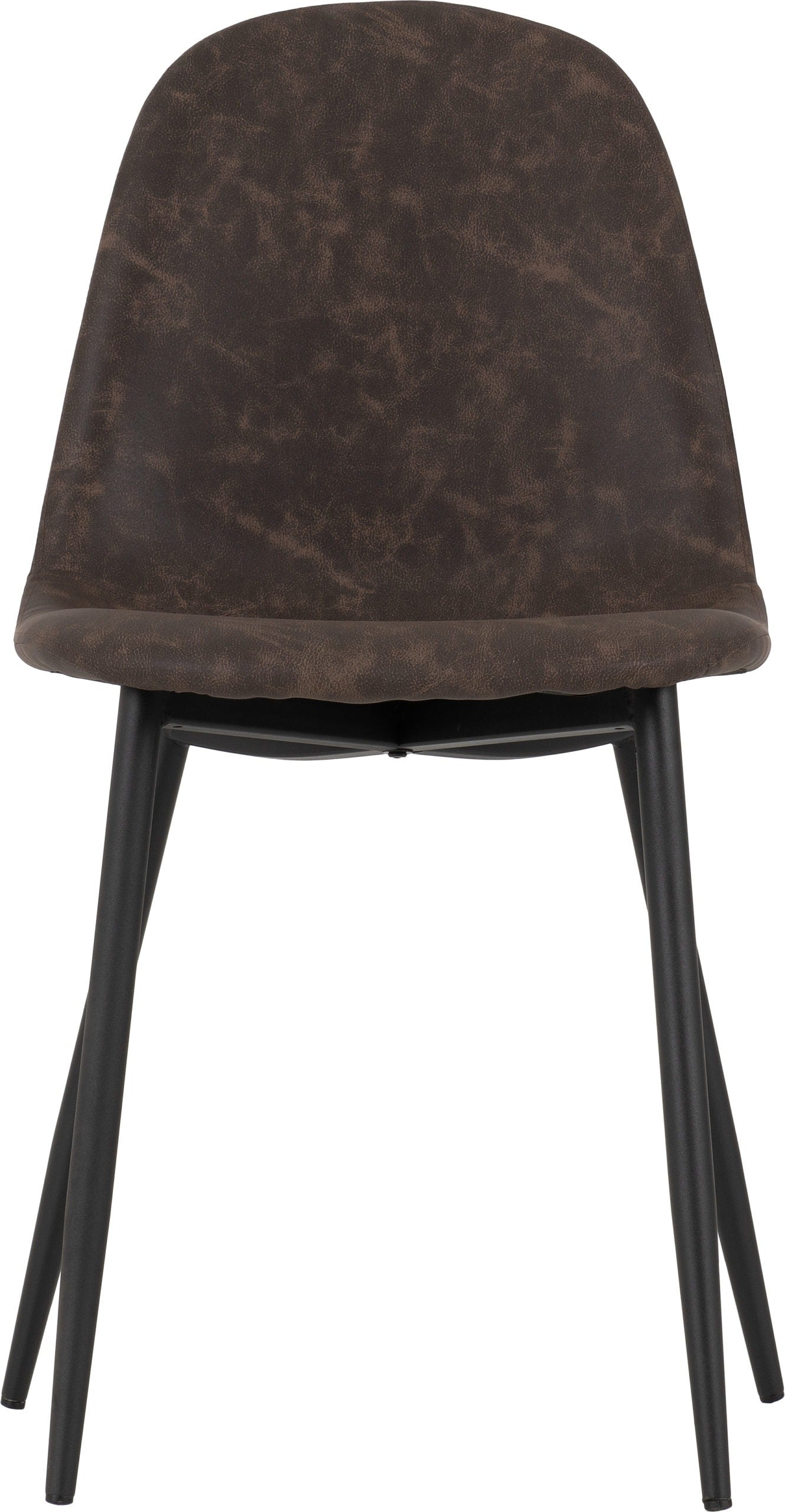 Set of 2 brown faux leather dining chairs with padded seat and black metal legs – Athens chair set