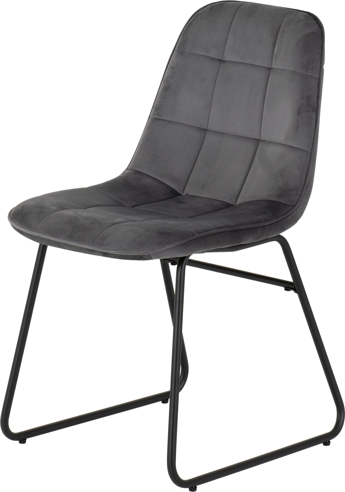 Set of 2 grey velvet dining chairs with padded seat and black metal legs – Lukas modern chair set
