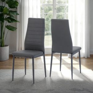 Abbey Set of 2 Grey Faux Leather Dining Chairs