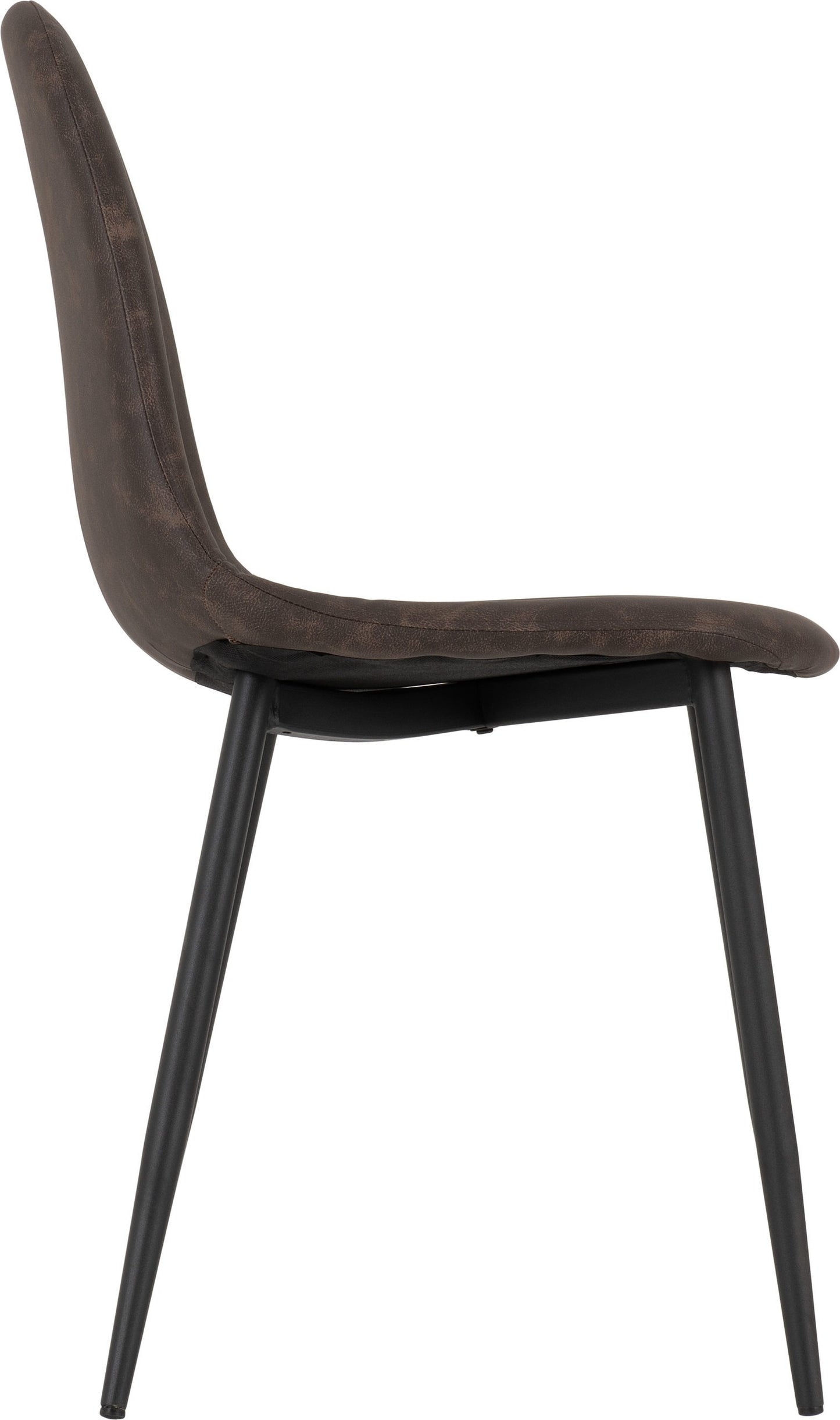 Set of 2 brown faux leather dining chairs with padded seat and black metal legs – Athens chair set
