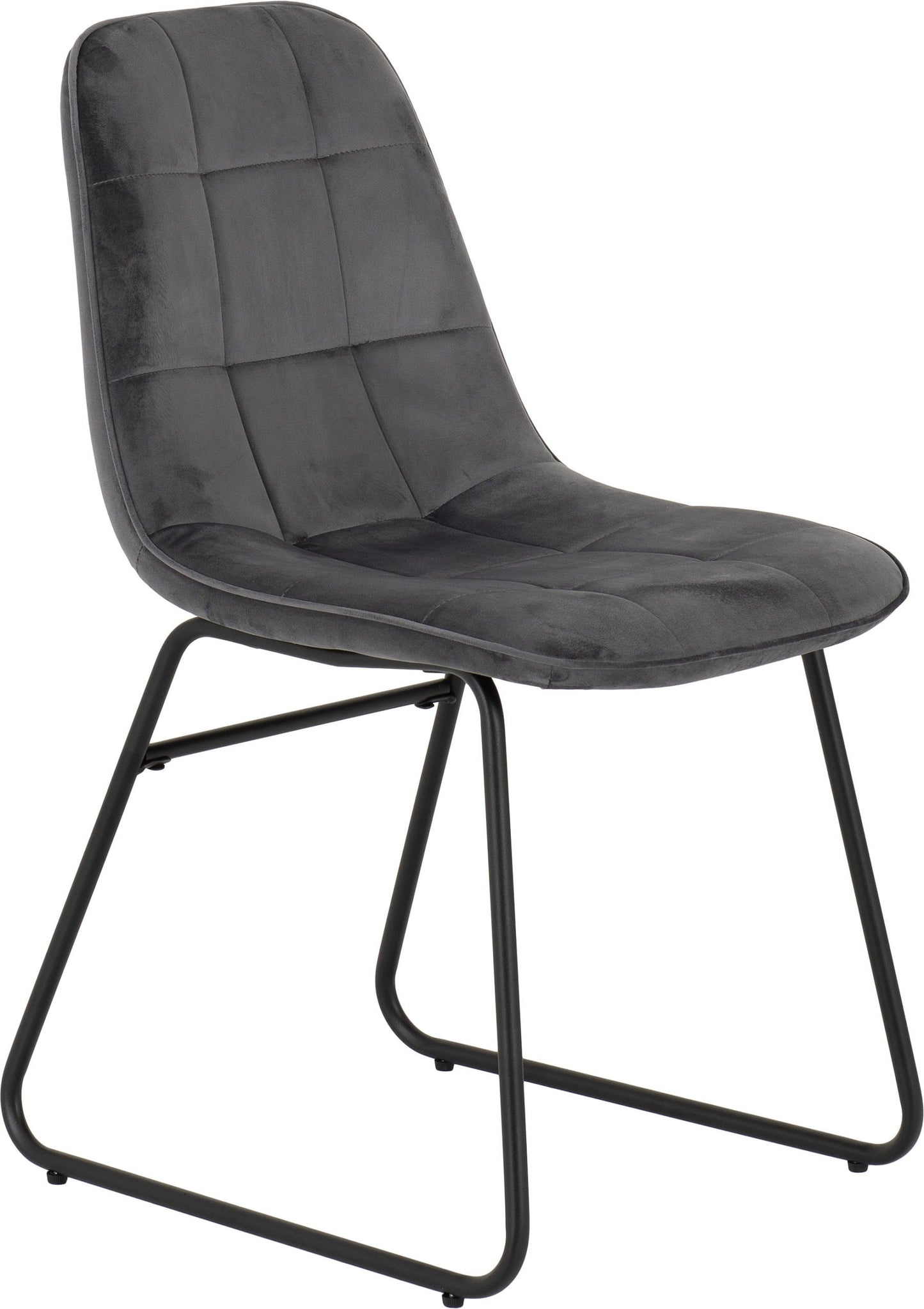 Set of 2 grey velvet dining chairs with padded seat and black metal legs – Lukas modern chair set