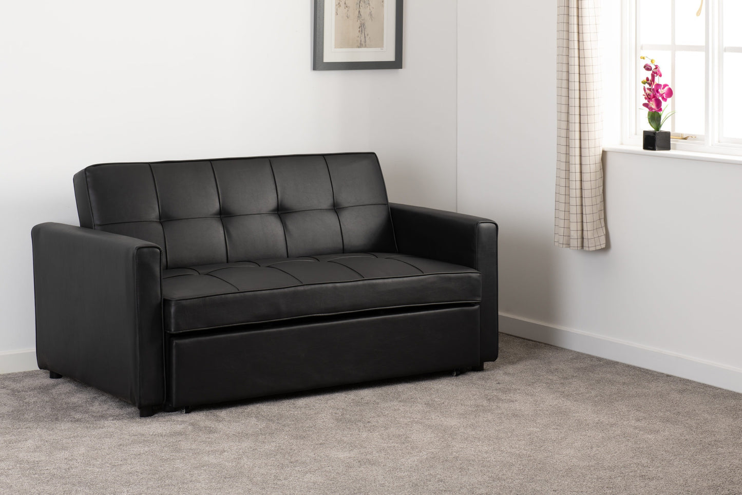 Astoria Sofa Bed in Black Faux Leather
