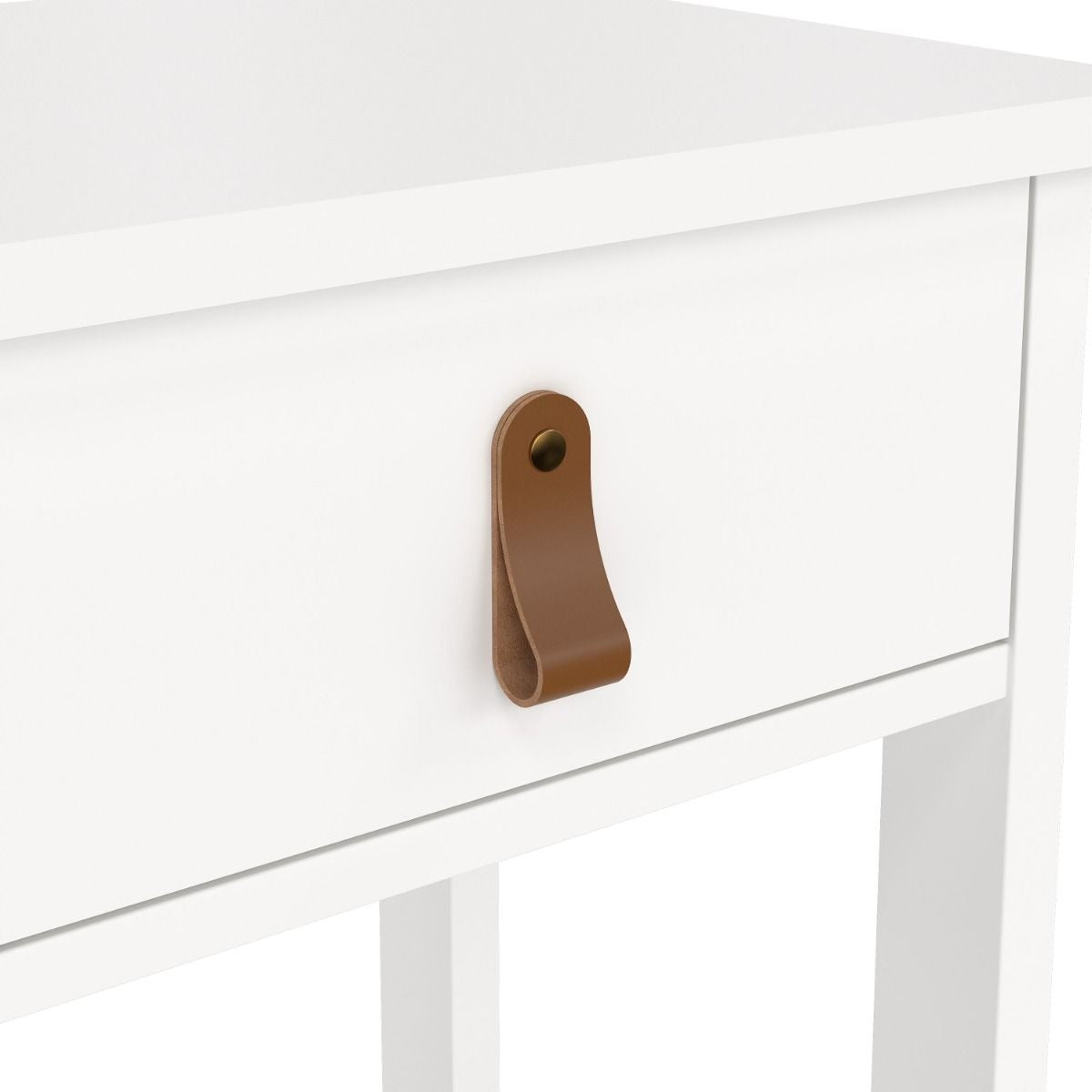 White Bedside Table with Drawer and Shelf