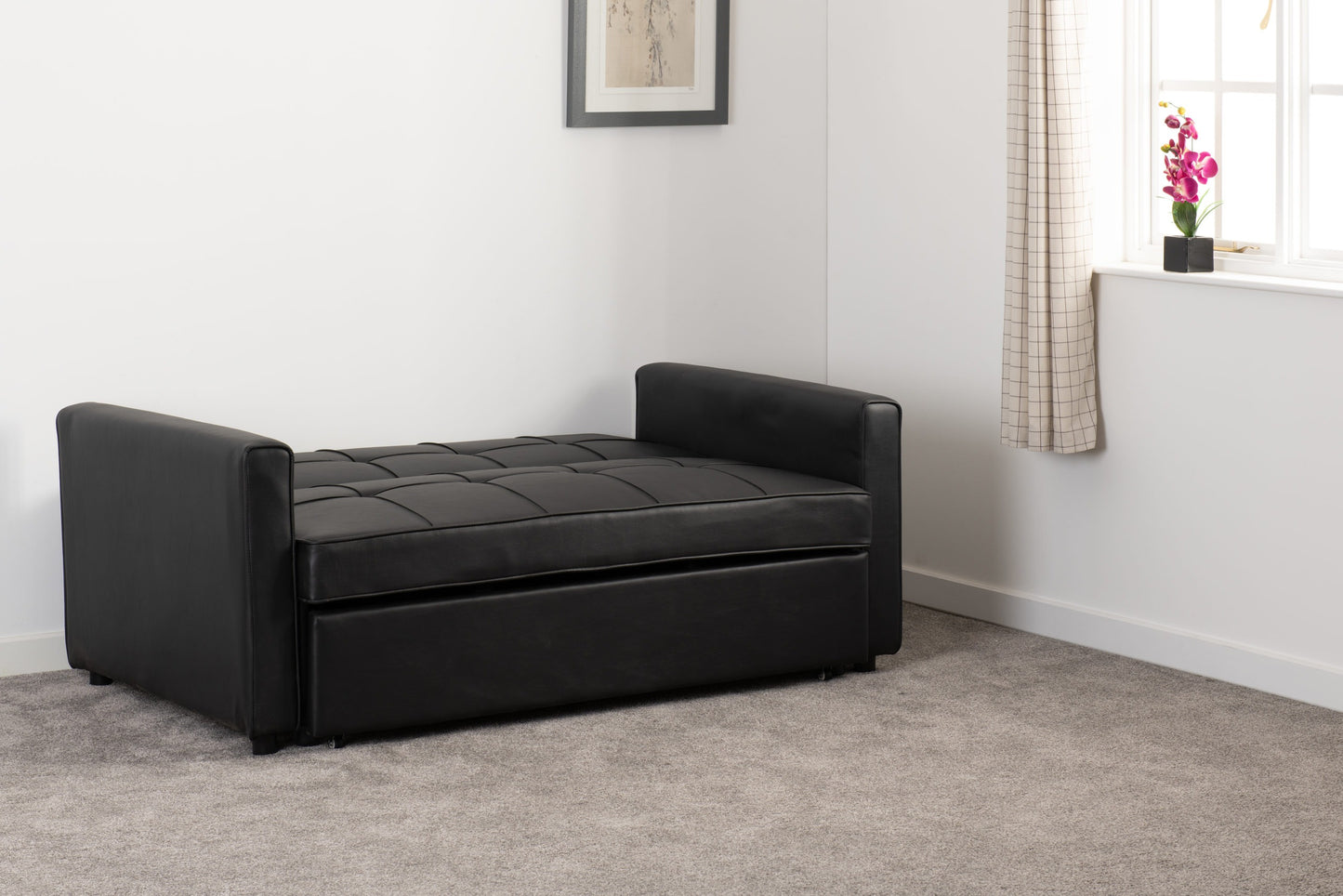 Astoria Sofa Bed in Black Faux Leather