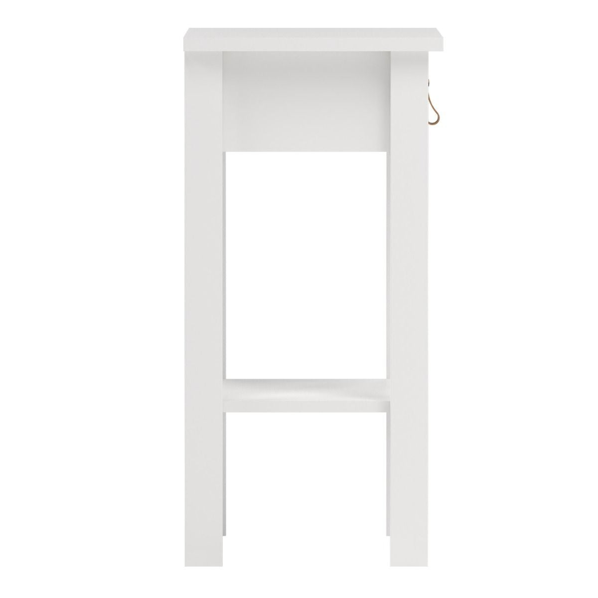 White Bedside Table with Drawer and Shelf