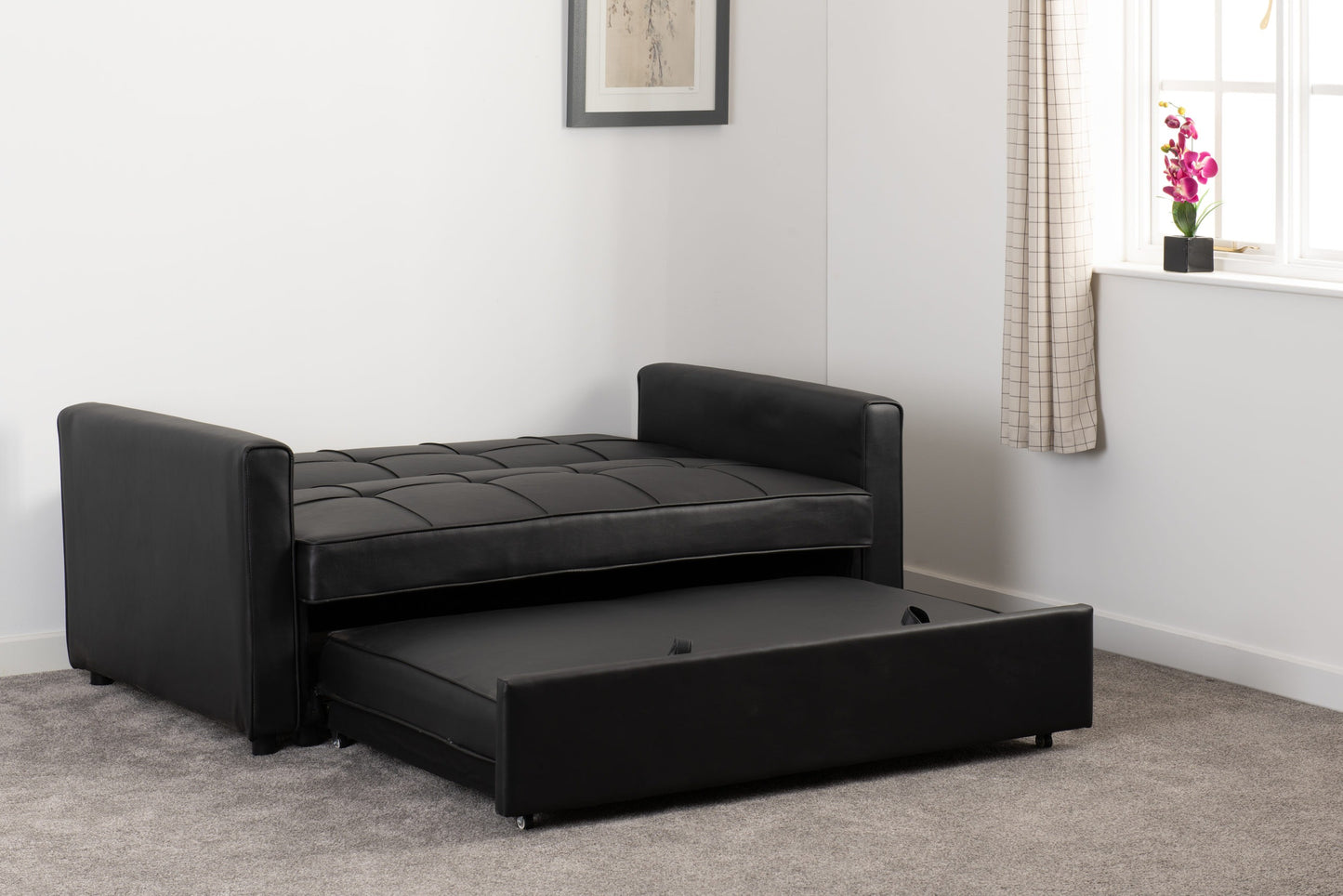 Astoria Sofa Bed in Black Faux Leather