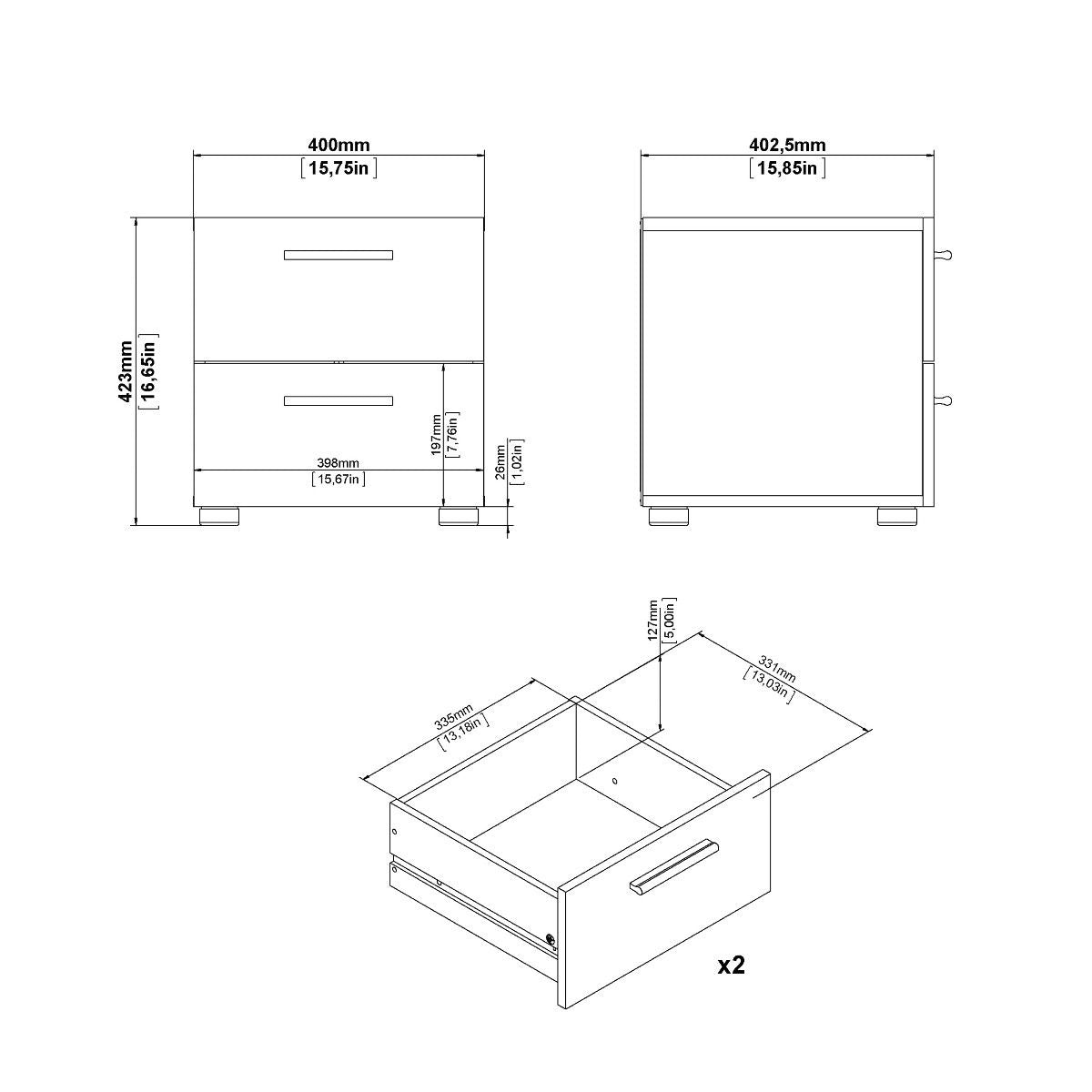 Pepe 3-Piece Bedroom Set in Oak & White High Gloss