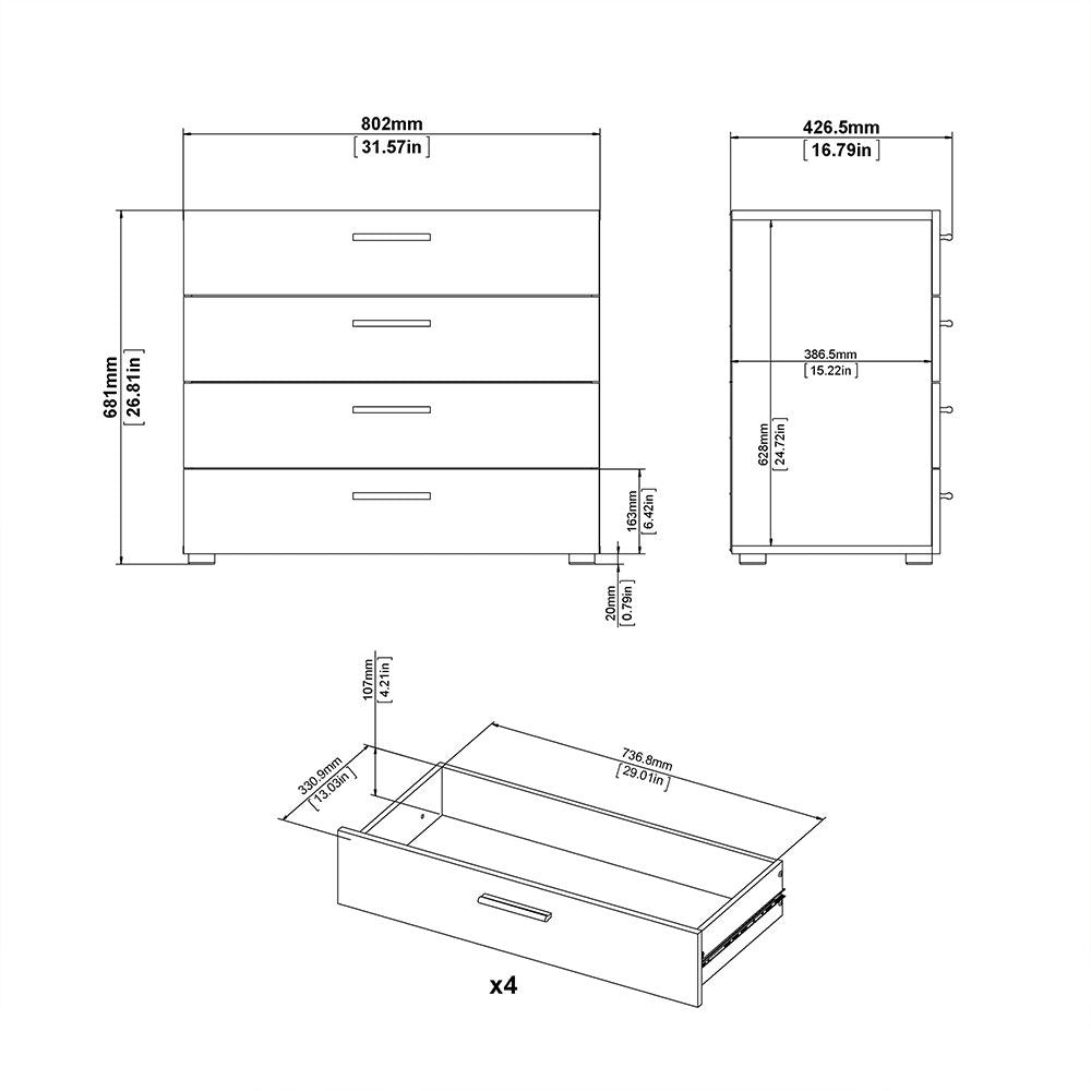 Pepe 3-Piece Bedroom Set in Oak & Matt Black