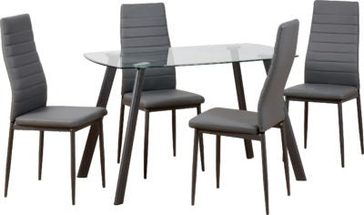 Abbey Set of 2 Grey Faux Leather Dining Chairs