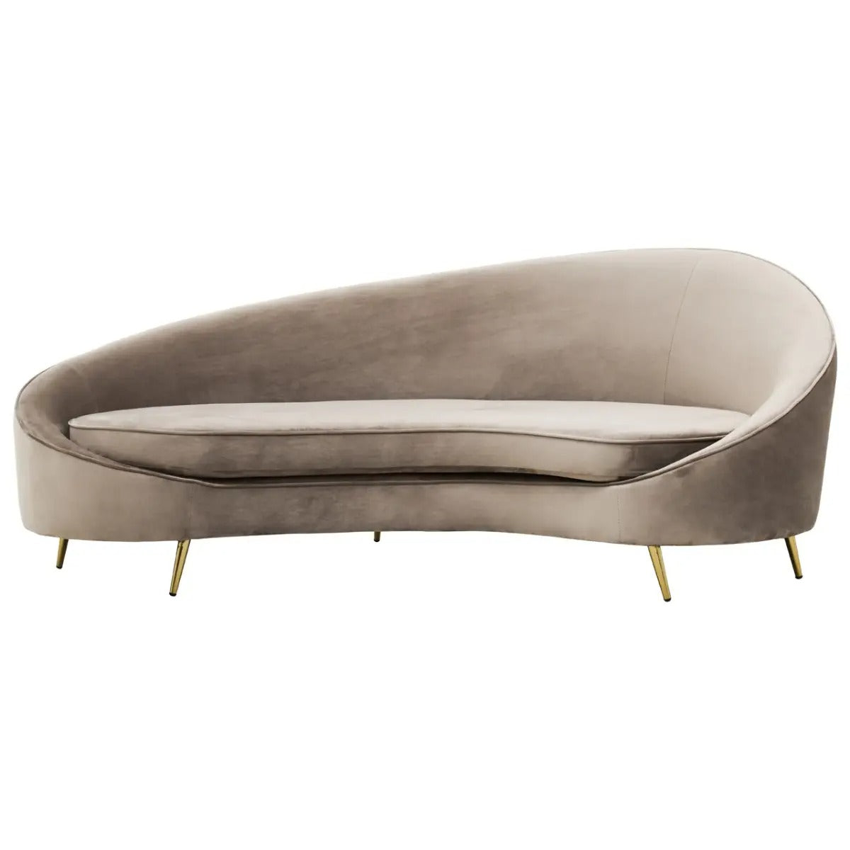 Hasina Curved Mink Velvet Sofa – 3 Seater