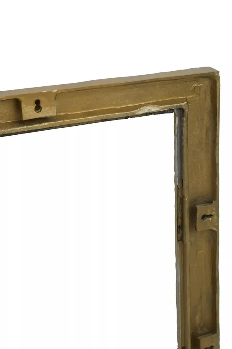 Rectangular gold wall mirror with textured metallic frame, ideal for luxe and elegant home styling