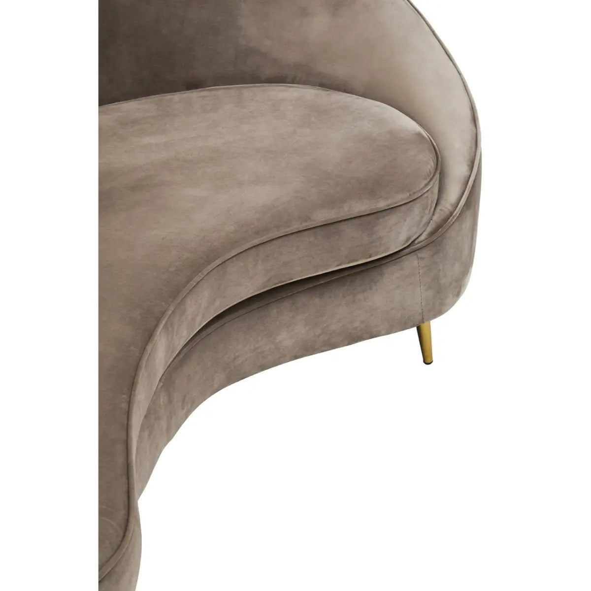 Hasina Curved Mink Velvet Sofa – 3 Seater