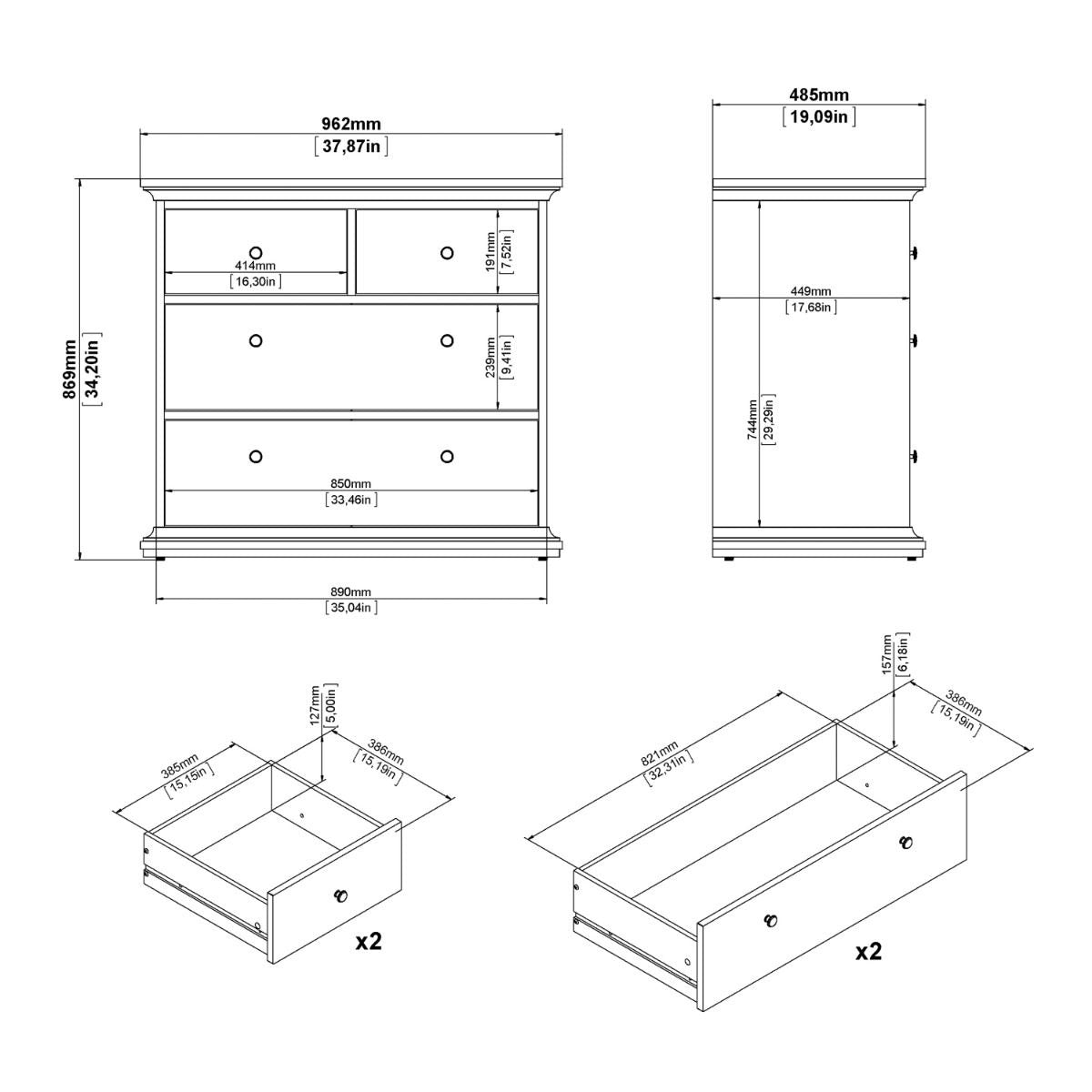 Paris 3-Piece Bedroom Set in Matt Grey