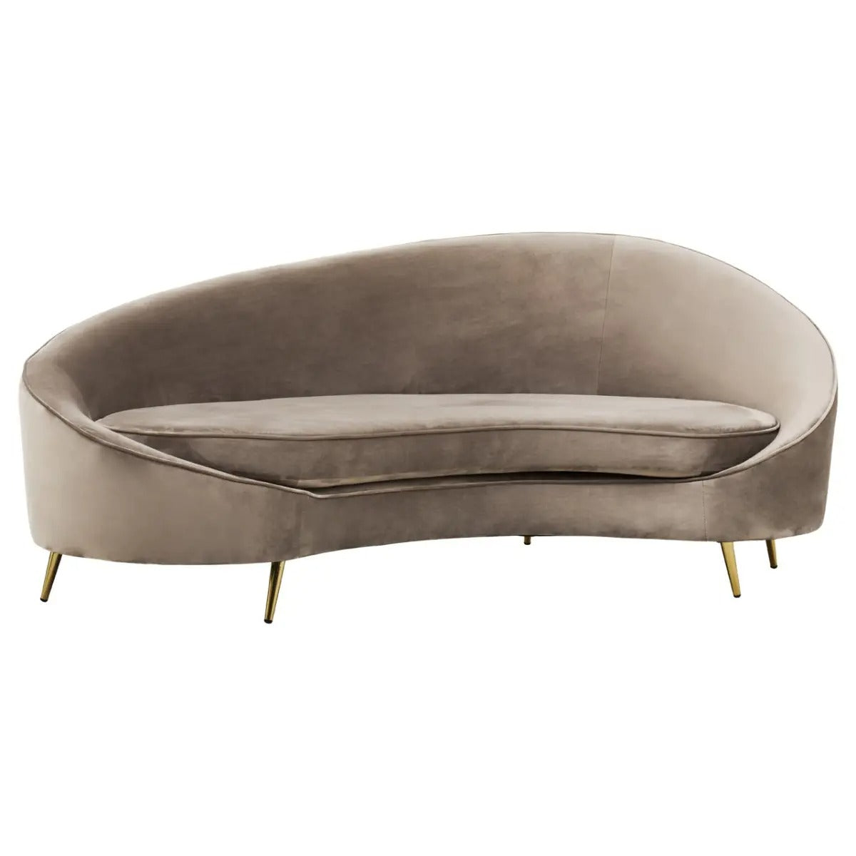 Hasina Curved Mink Velvet Sofa – 3 Seater