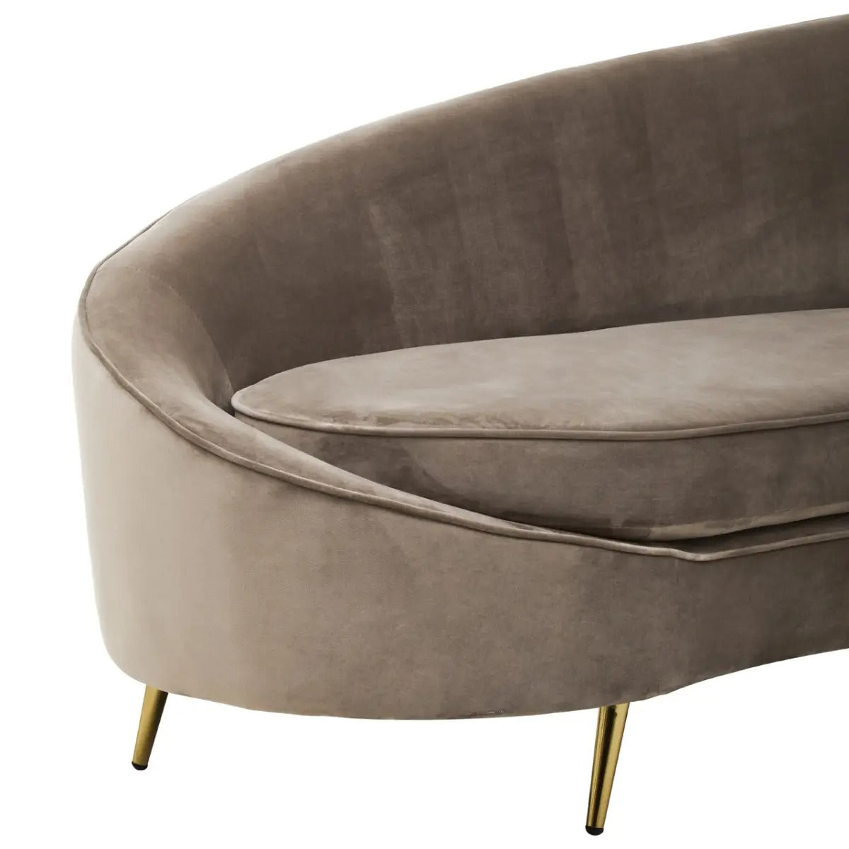 Hasina Curved Mink Velvet Sofa – 3 Seater