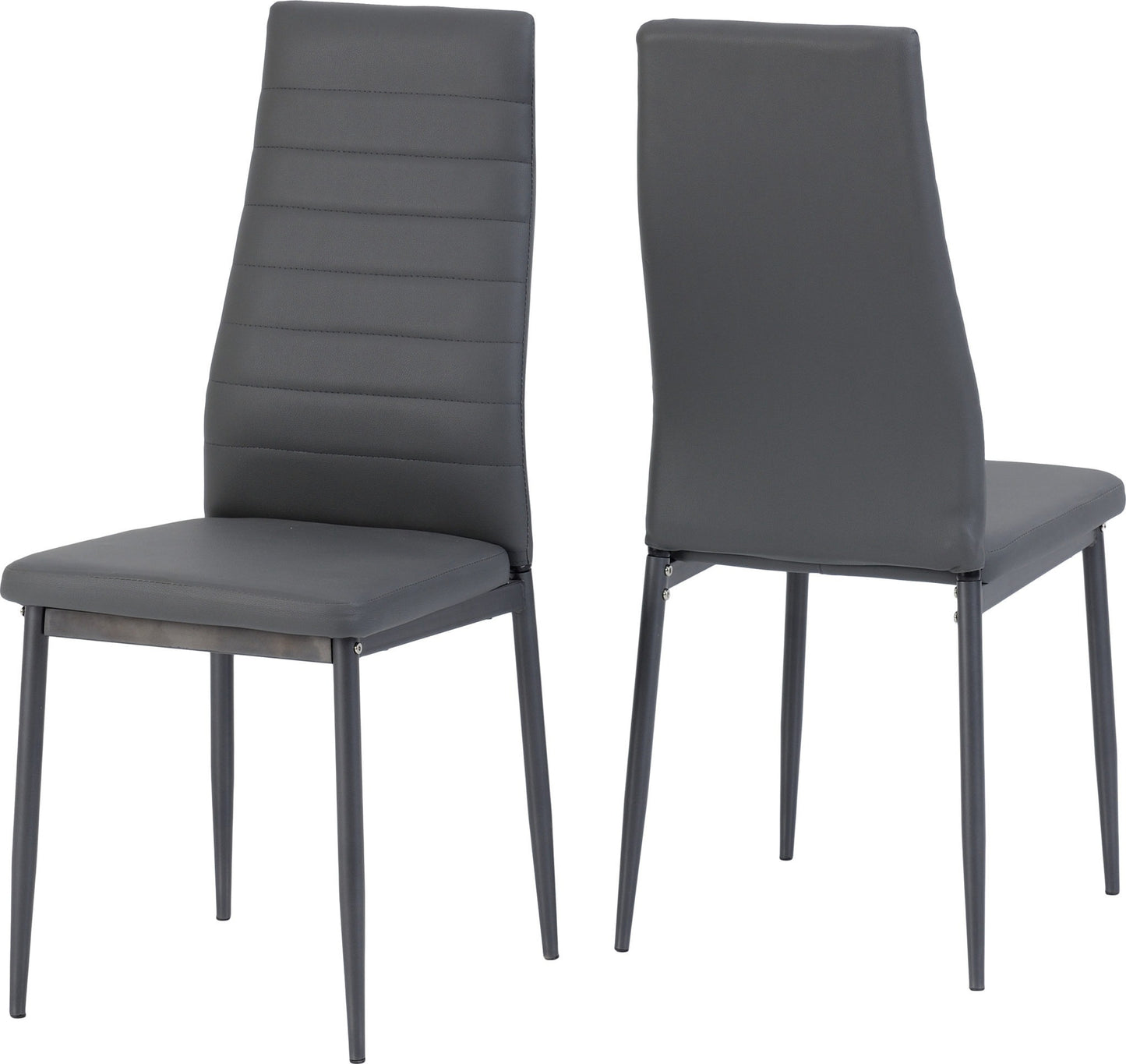 Abbey Set of 2 Grey Faux Leather Dining Chairs