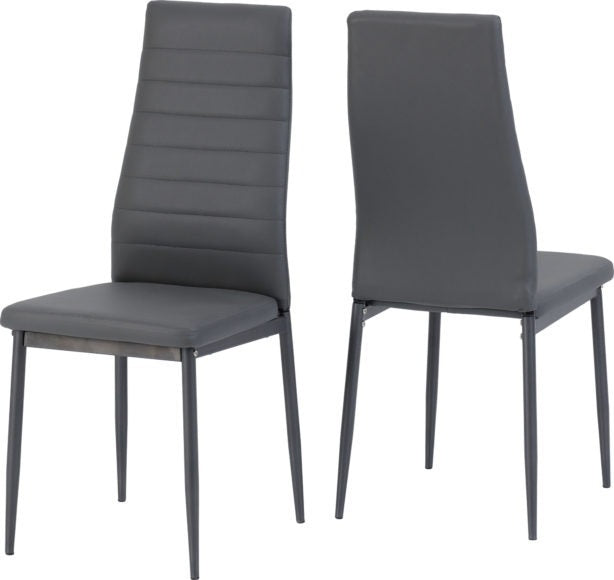 Abbey Set of 2 Grey Faux Leather Dining Chairs