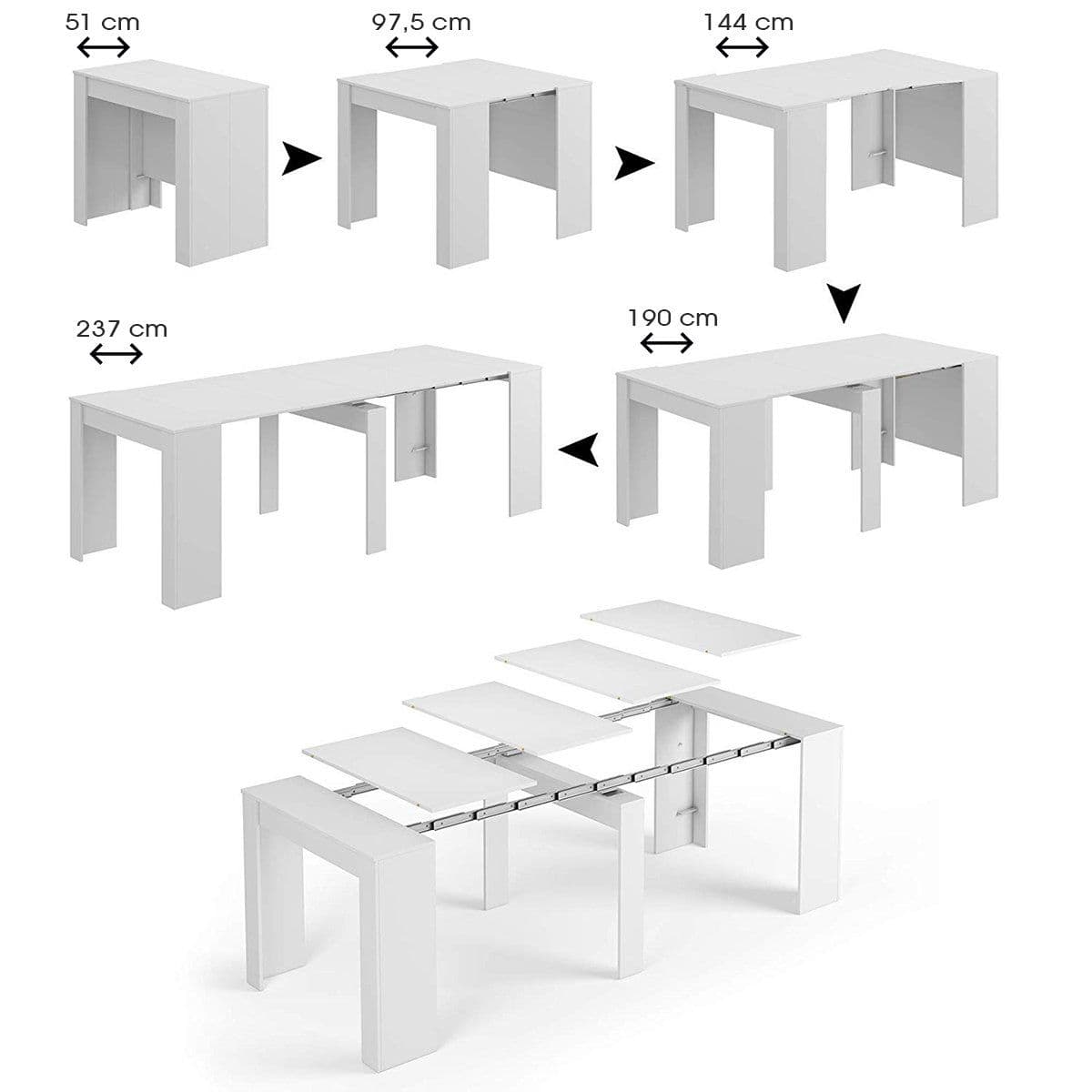 Luiz Concrete Grey Effect Large Extending Dining Table – Seats Up to 10 | Modern Extendable Dining Table