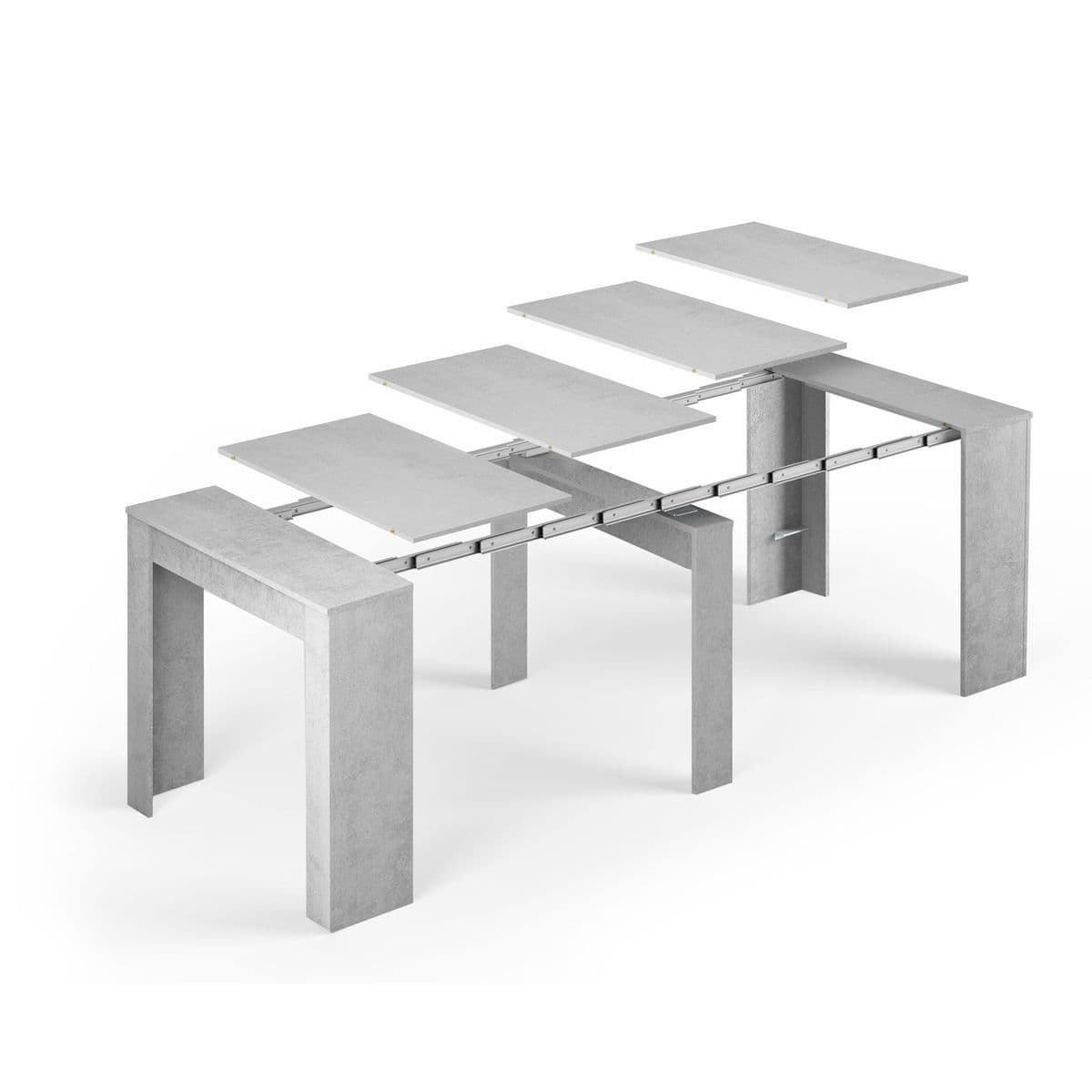 Luiz Concrete Grey Effect Large Extending Dining Table – Seats Up to 10 | Modern Extendable Dining Table