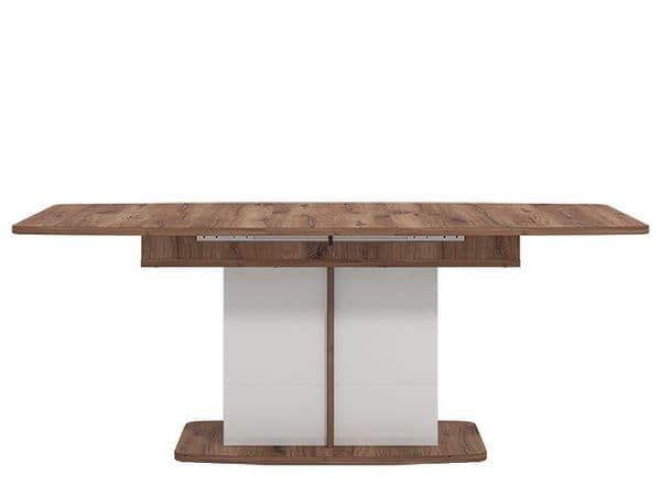 Merlot White Gloss & Warm Oak Extending Dining Table – Modern Extendable Table for 6 to 8 Seats