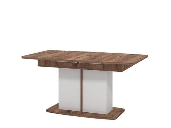 Merlot White Gloss & Warm Oak Extending Dining Table – Modern Extendable Table for 6 to 8 Seats