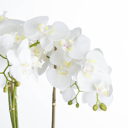 Large Faux White Orchid in Stone Pot