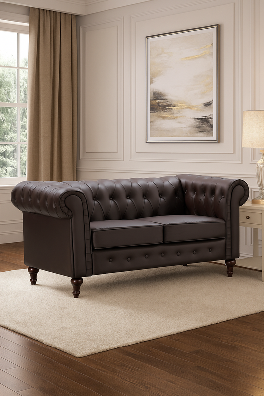 Classic Chesterfield 2-Seater Sofa in Leather – Available in 4 Colours