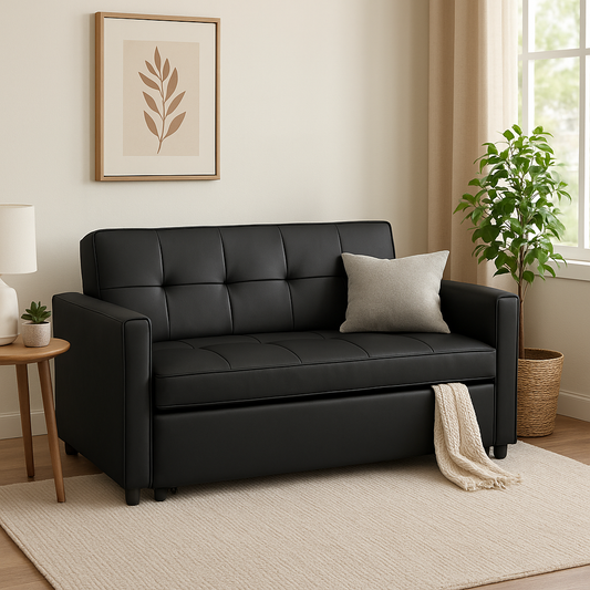 Astoria Sofa Bed in Black Faux Leather