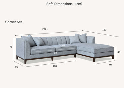 Aluxo Cooper Right Hand Corner Sofa – Dolphin Bouclé Fabric with Mid-Century Modern Design