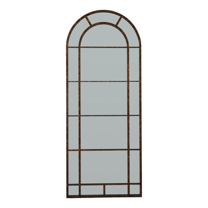 Rust Effect Large Arched Window Mirror – 200cm Tall Industrial Vintage Wall Accent