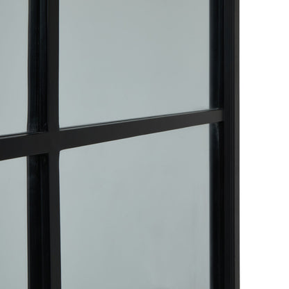 Black Wood XL Window Mirror – Tall Multi-Pane Architectural Wall Mirror