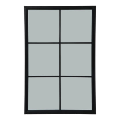 Black Wood XL Window Mirror – Tall Multi-Pane Architectural Wall Mirror