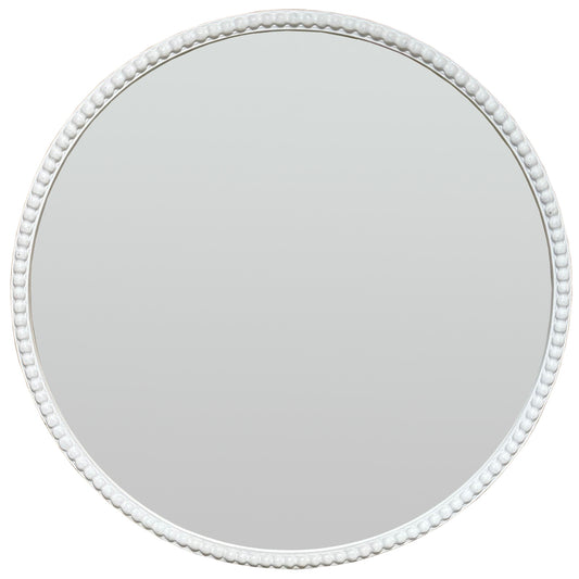 Rustic Beaded Square Wall Mirror – Washed Wood Frame with Distressed Finish