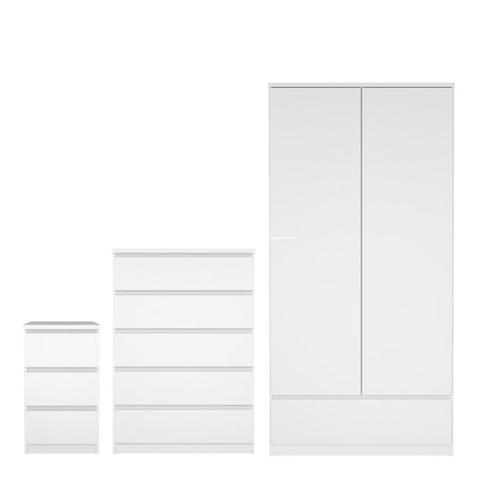 Naia Bedroom Set – 3-Piece High Gloss Package | Wardrobe, Chest & Bedside in Modern Handle-Free Design