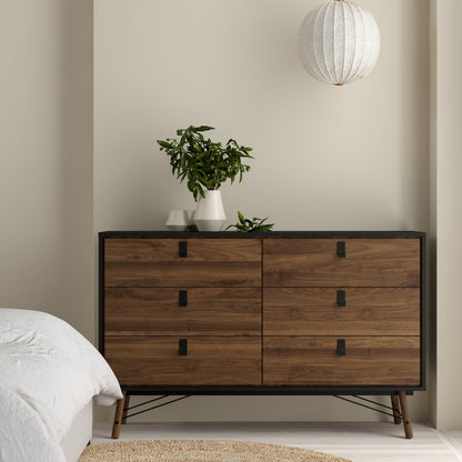 Ry 3-Piece Bedroom Furniture Set – Matt Black Walnut | Wardrobe, Chest & Bedside Cabinet