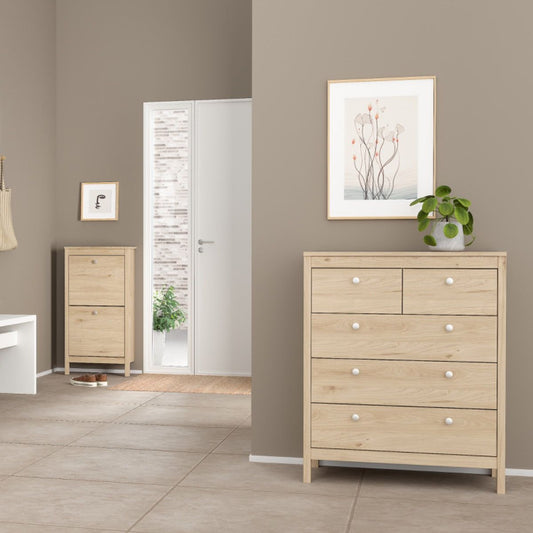 Madrid Bedroom Furniture Set in Jackson Hickory Oak – 2 Door Wardrobe, 5 Drawer Chest & 2 Drawer Bedside Table