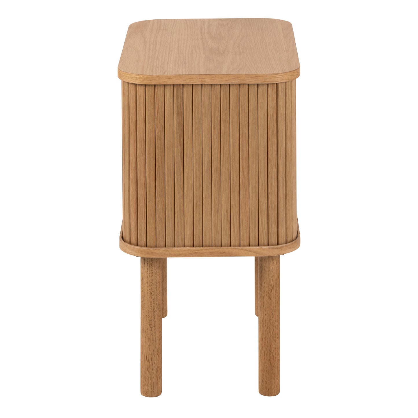 Langley Square Bedside Table – Oak with Tambour Doors | Scandinavian Nightstand