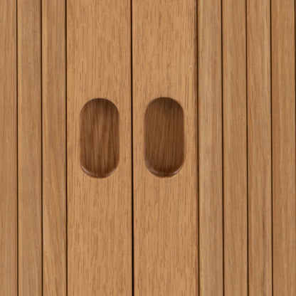 Langley Square Bedside Table – Oak with Tambour Doors | Scandinavian Nightstand