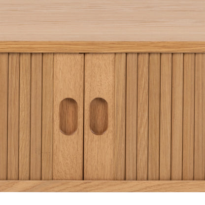 Langley Ribbed Oak TV Unit – Modern Media Cabinet with Sliding Tambour Doors