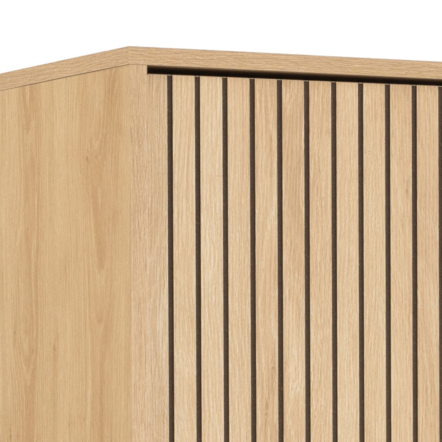 Albany 4 Door Wardrobe – Oak Lamella Front with Black Steel Base | Large Scandinavian Storage